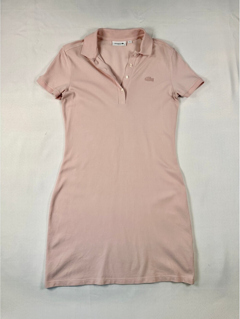 Lacoste Slim Fit Polo Dress Pink Size 38 Medium Mini Pique Cotton
